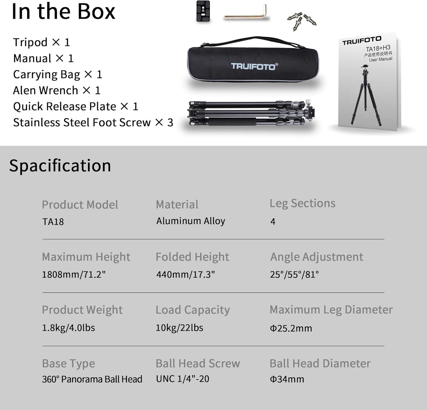 Professional Tripod Truifoto 360 - Image 5